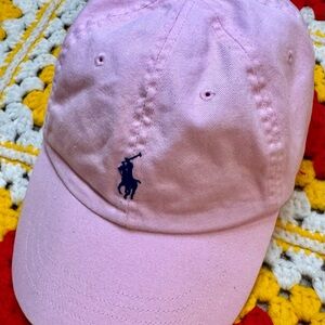 Polo Ralph Lauren Vintage Light Pink Pony Logo Leather Strap back Hat